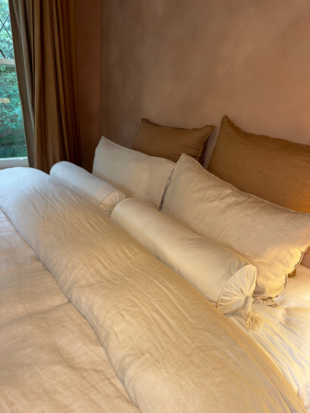 Cream Tassel Bolster Set